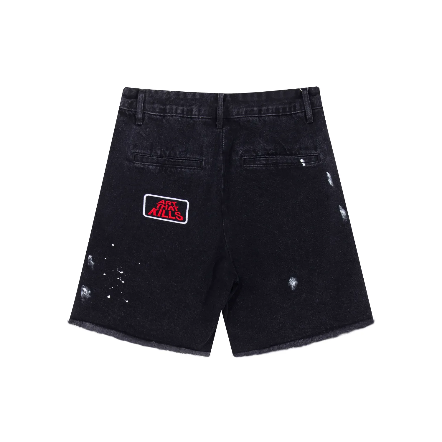 667#Gallery Dept New Retro Splash Ink Embroidery Logo Black Denim Shorts Casual Pants Black S~XL p200